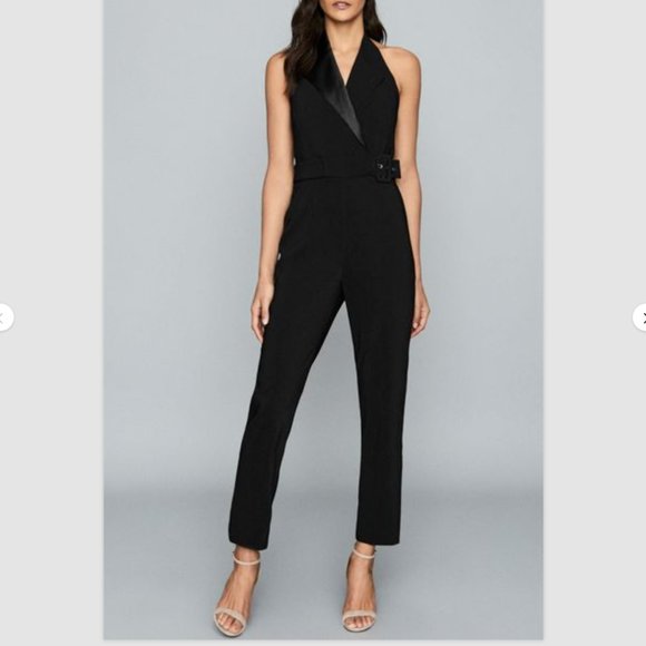 Reiss Pants - REISS Women's Belinda Tux Halter Neck Jumpsuit Sleeveless US Size 10 - Black NWT